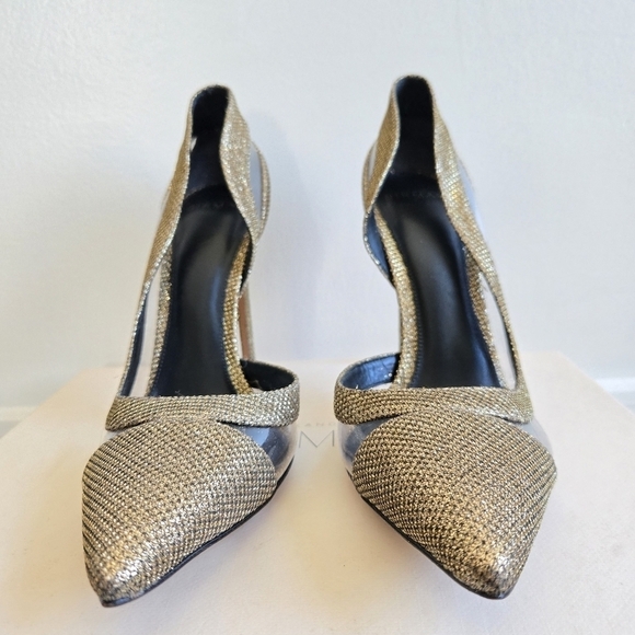 New Alexandre Birman Gold Metallic PVC Stiletto Heels NWT Size 8 US/38 EU - Picture 4 of 10